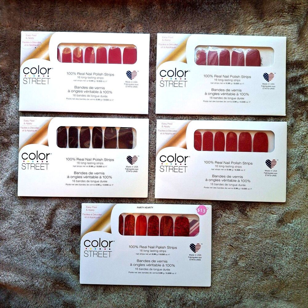 5 Color Street Red Nail Polish Strips Bundle - Russian Around, Crantastic - New